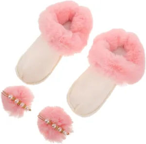 1 Pair Shoe Covers Clog Inserts Plush Pink