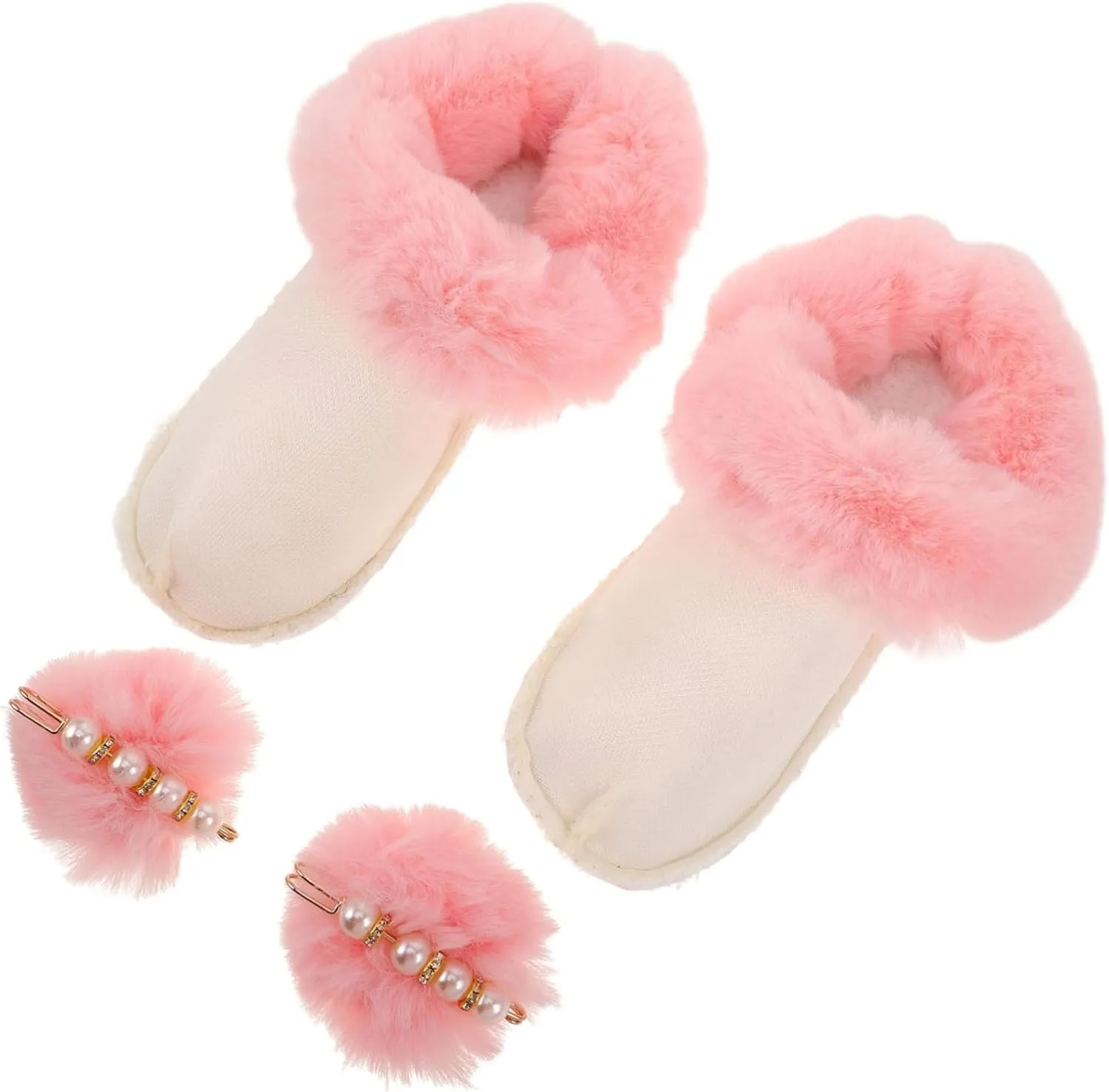 1 Pair Shoe Covers Clog Inserts Plush Pink