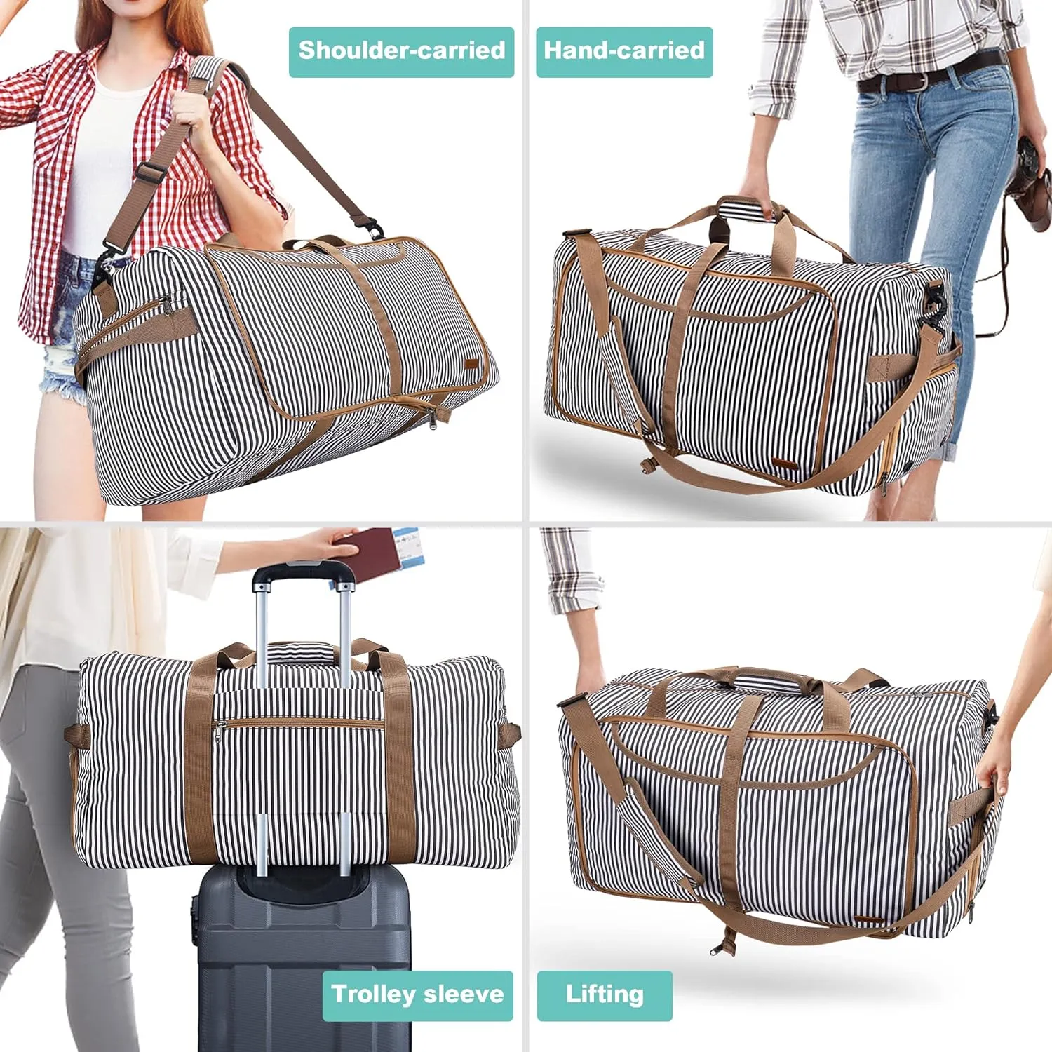 150L Duffle Bag for Travel, Extra Large Foldable Waterproof Travel Duffel Bags Weekender Overnight Bag for Men and Women with Shoe Compartment