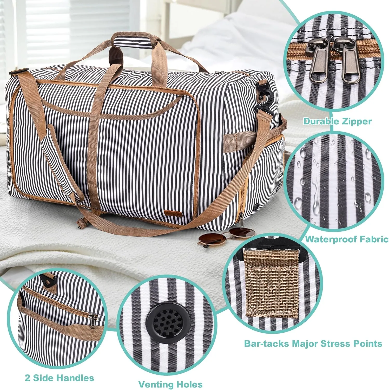 150L Duffle Bag for Travel, Extra Large Foldable Waterproof Travel Duffel Bags Weekender Overnight Bag for Men and Women with Shoe Compartment