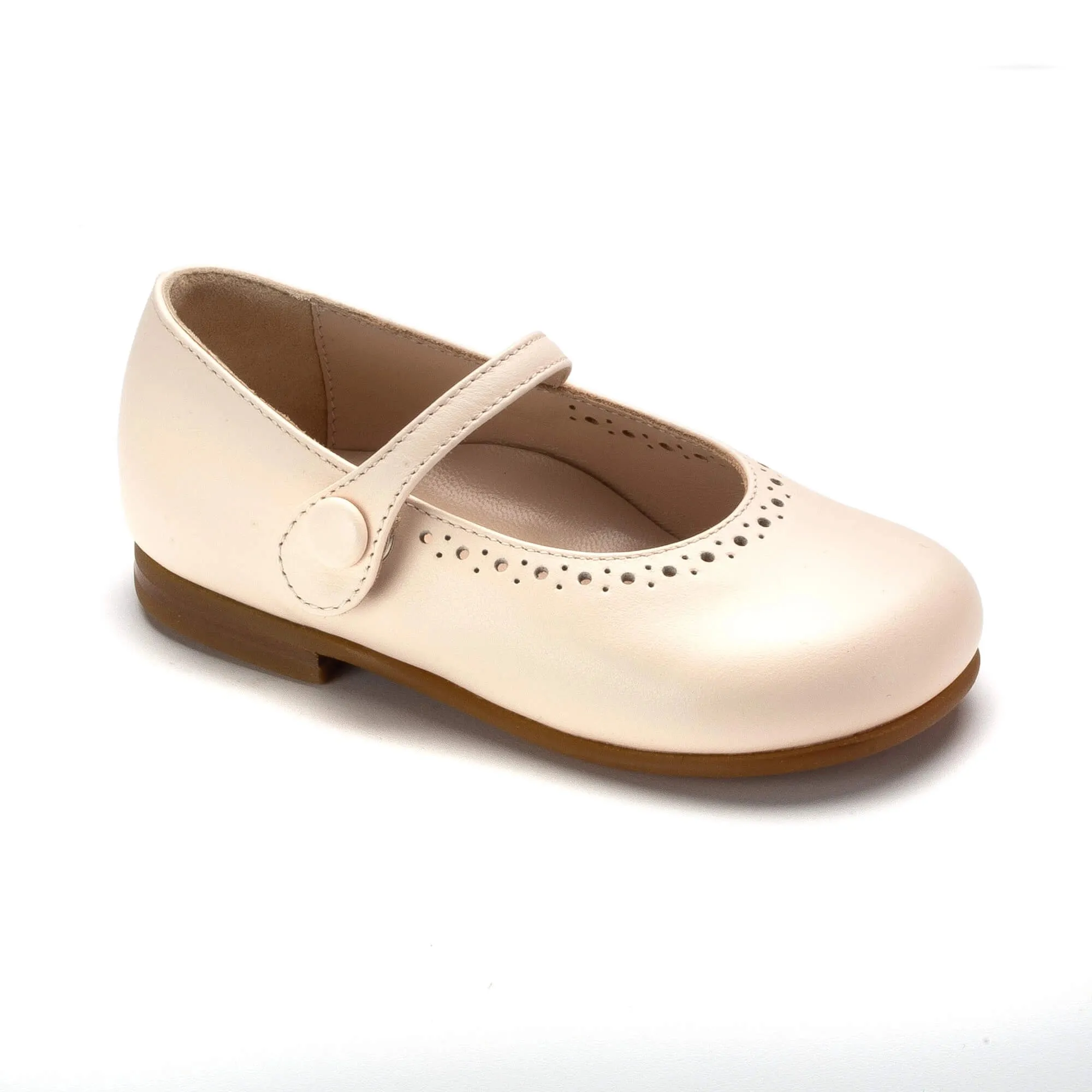 1582 - Soft Pink Leather Girls Mary Jane Slipper Shoe