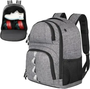 2 Ball Bowling Backpack,Bowling Ball Bag with Shoe Compartment & Portective Foam Padded, Fits Shoes Up to US Size 16
