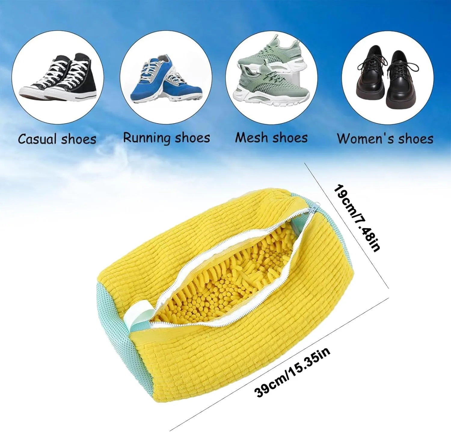2 Pack Shoe Washing Machine Bag, Reusable Shoe Cleaning Bag for Washer and Dryer, Versatile Shoe Laundry Shoe Bag for 360° Cleaning White Shoes Sneaker Tennis Shoes