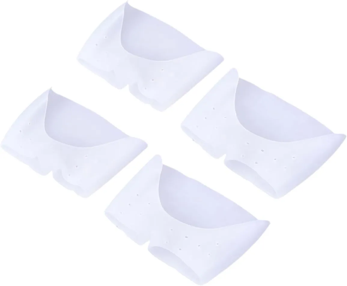 2 Pair Toe Shoe Cover with Hole Open Toe Sleeves for Forefoot Cushioning Non Slip Foot Covers for Runners Ballet Hiking and More White