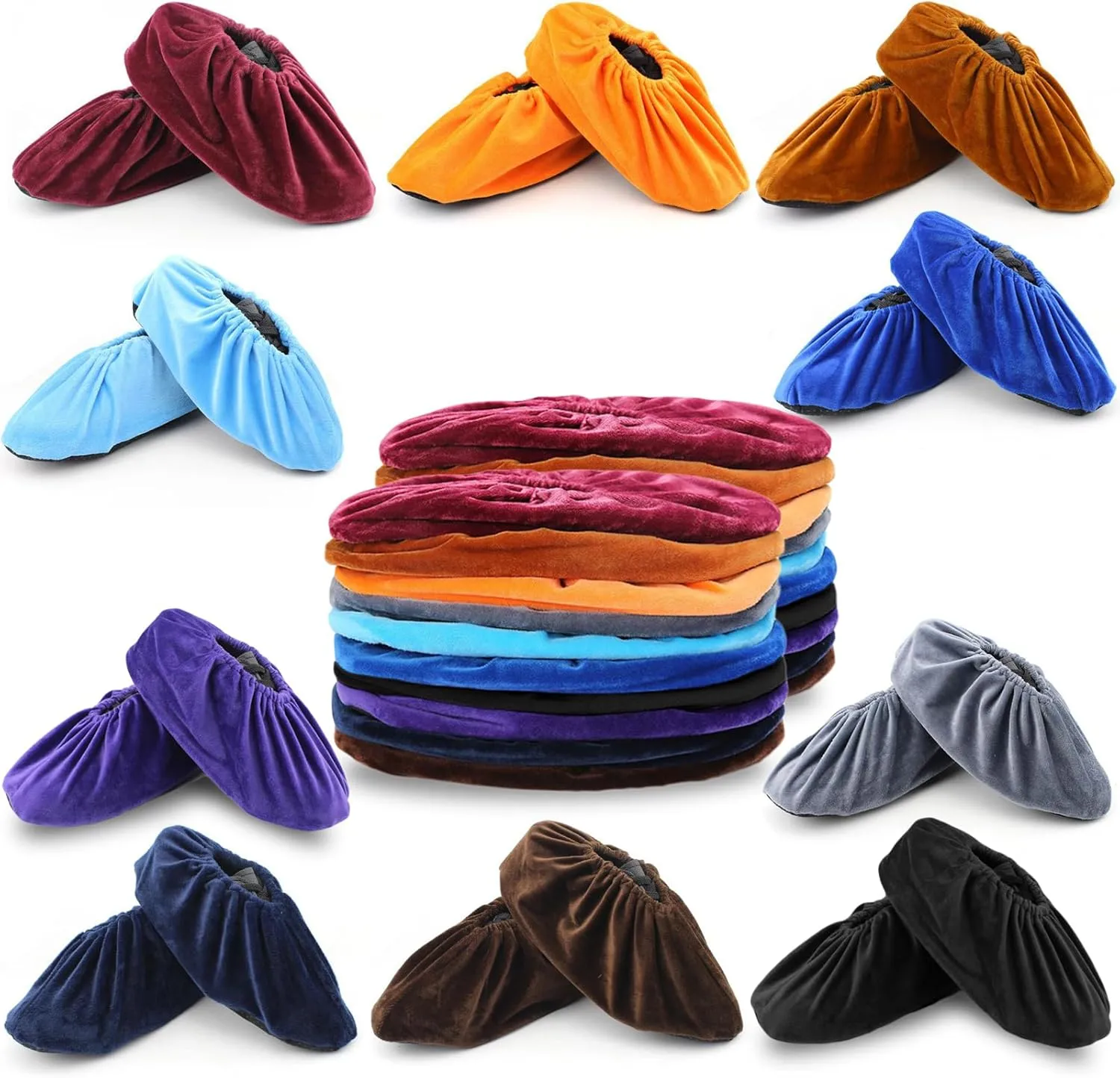 20 Pairs Reusable Non Slip Shoe Covers, Universal Soft Washable Thickened Foot Boot Shoe Covers for Interior, office, cleaning