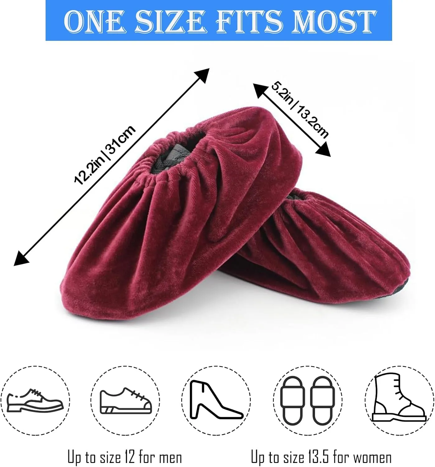 20 Pairs Reusable Non Slip Shoe Covers, Universal Soft Washable Thickened Foot Boot Shoe Covers for Interior, office, cleaning
