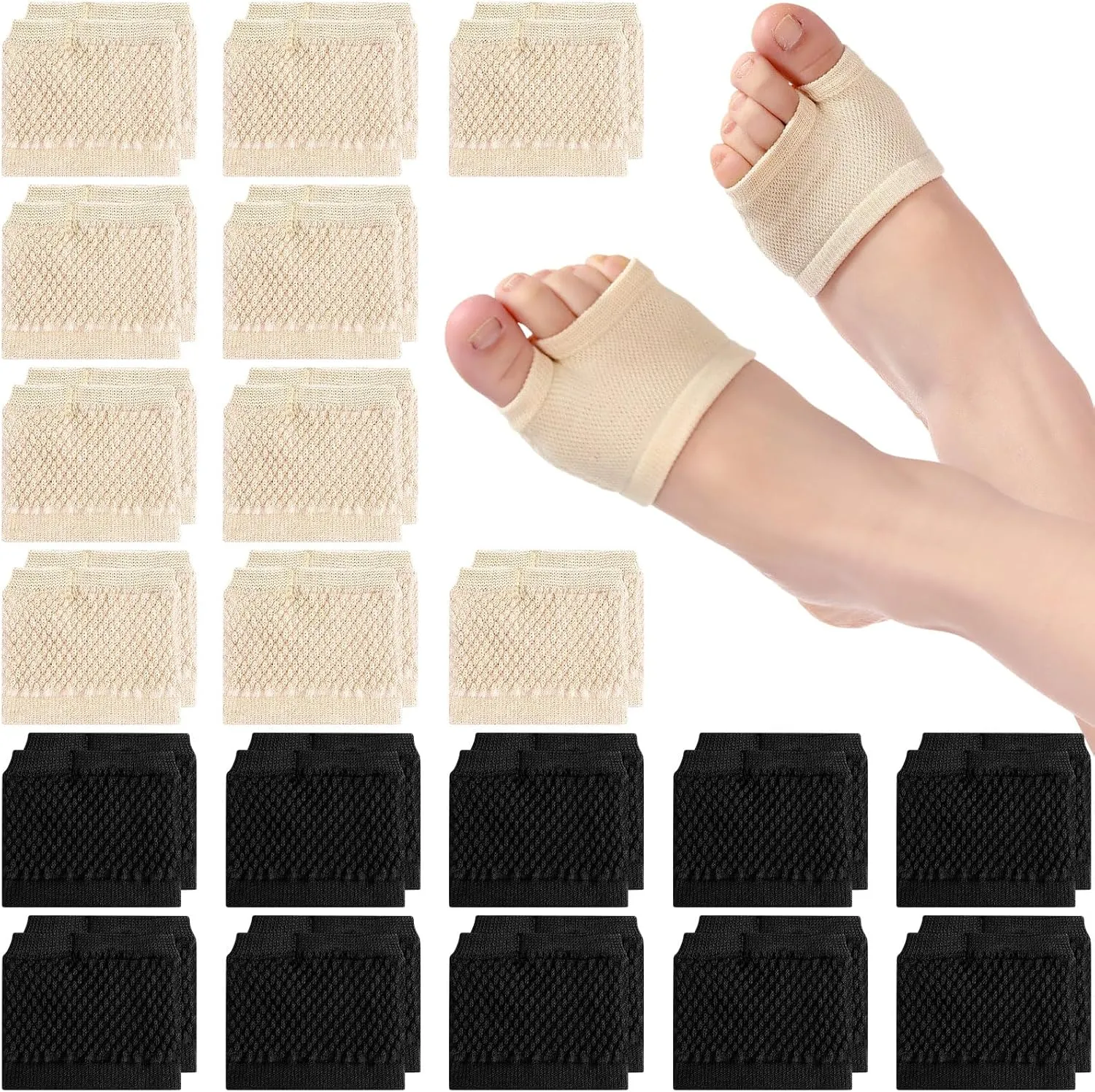 20 Pairs Women Open Toe Socks Sandal Half Sock for Slide Mules Clogs Slippers Cotton Toeless Sock Liner 5-9