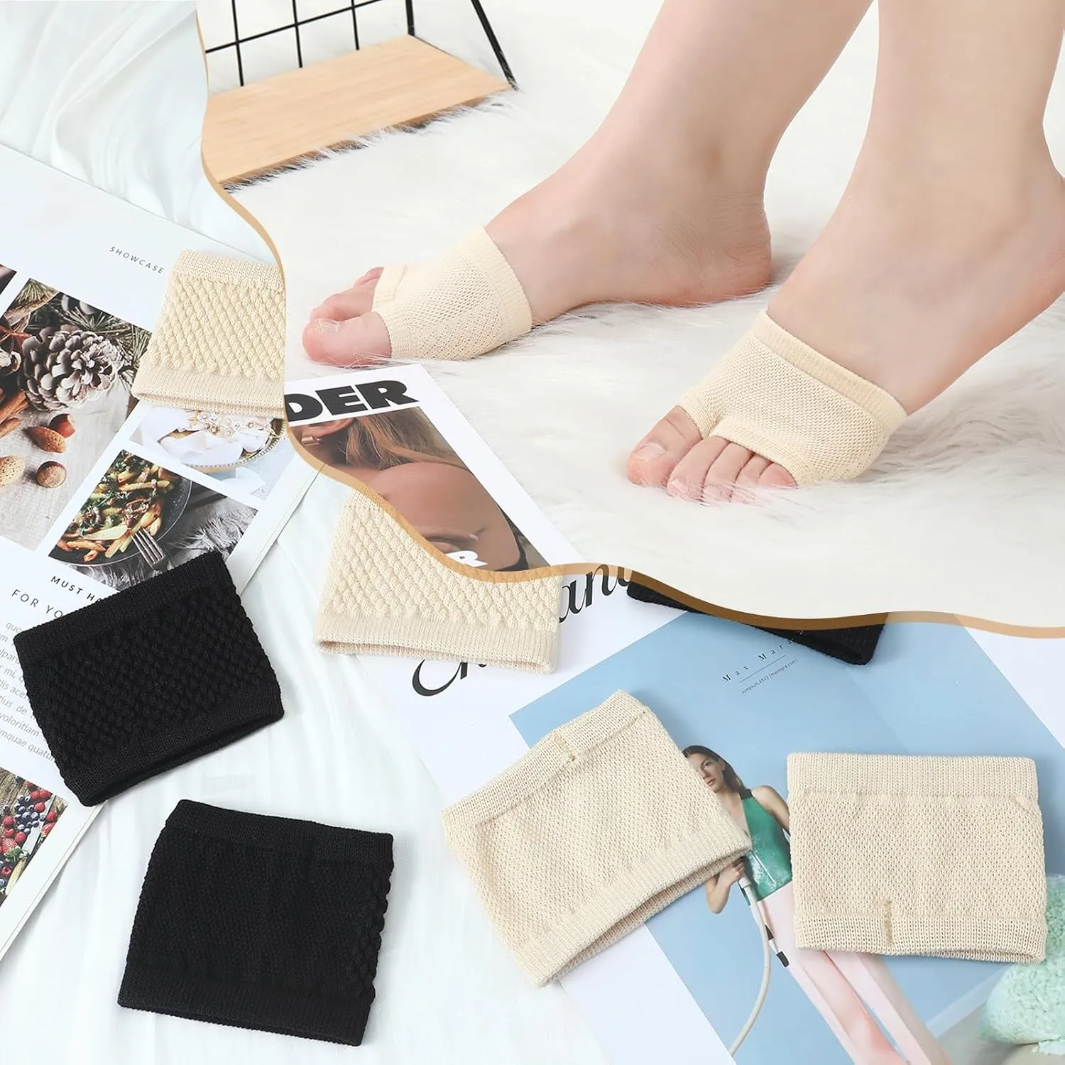 20 Pairs Women Open Toe Socks Sandal Half Sock for Slide Mules Clogs Slippers Cotton Toeless Sock Liner 5-9