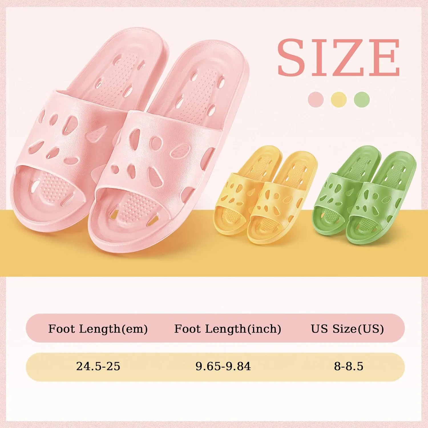 3 Pairs Shower Slippers Quick Drying Shower Shoes Non Slip House Slippers for Men Women Pool Beach Spa