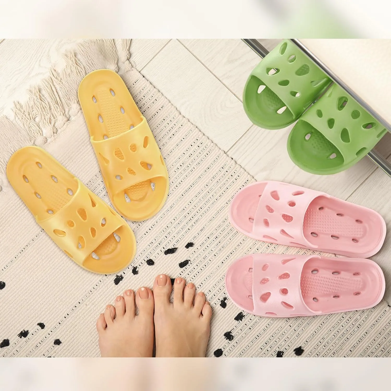 3 Pairs Shower Slippers Quick Drying Shower Shoes Non Slip House Slippers for Men Women Pool Beach Spa