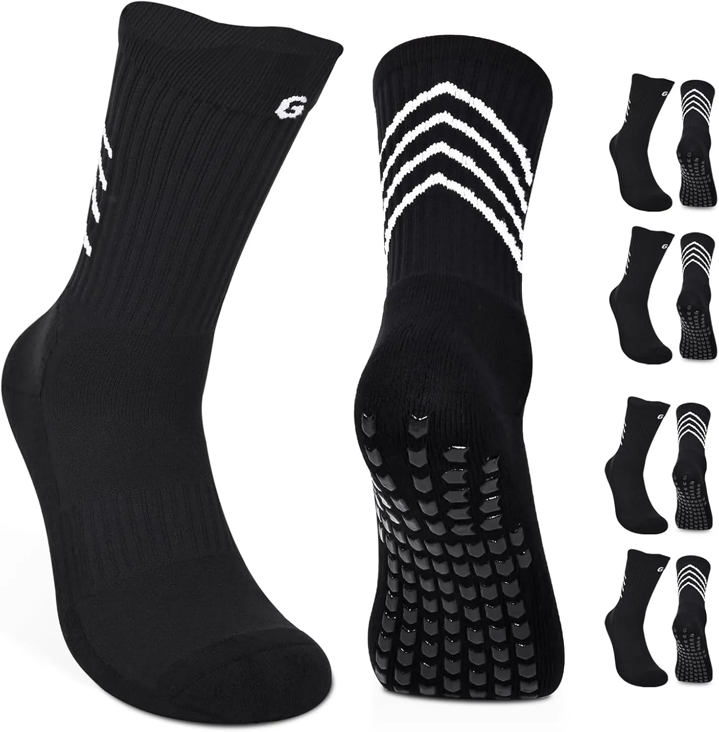 4-Pair Cotton Grip Soccer Socks Men Women Non-slip Football Socks Sport Sock Yoga Pilates Basketball Hikking Cycling