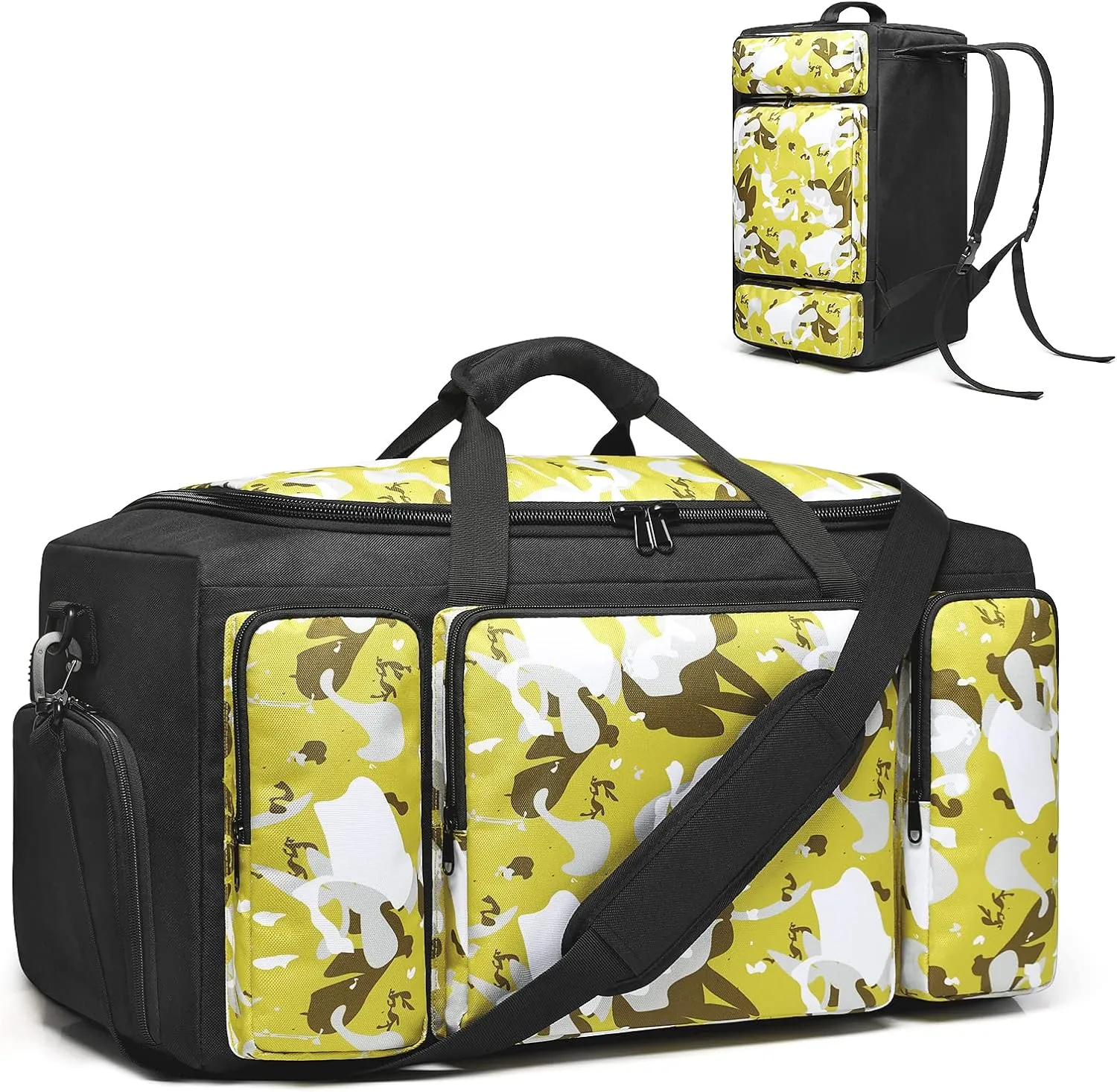 4-Way Gym Bags for Men Gym Duffle Bag Sports Duffle Bag Backpack with Shoe Compartment & Wet Pocket