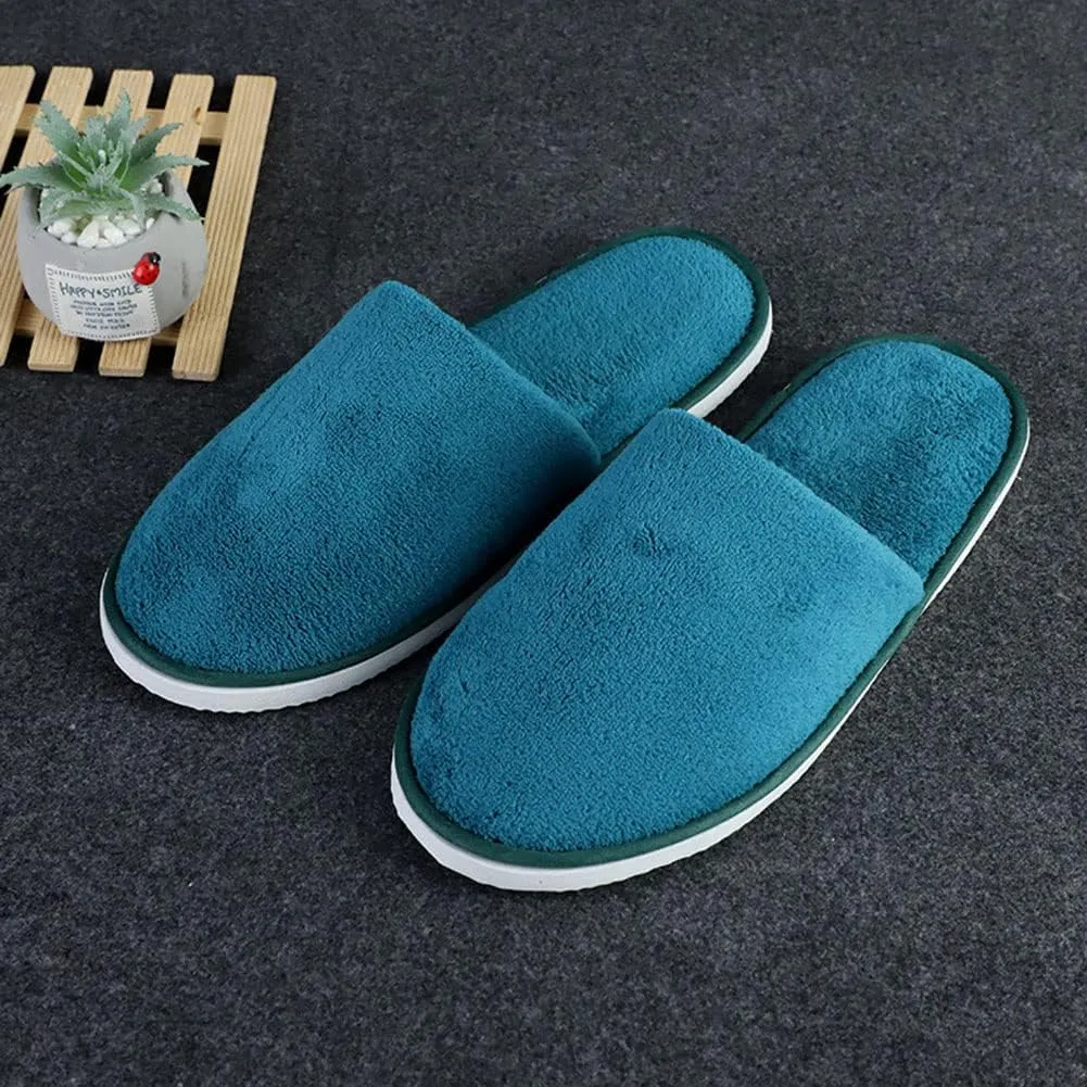 6 Pairs Spa Slippers for Women Men, Disposable Guest Washable Foldable Coral Fleece Bath Slippers for Wedding