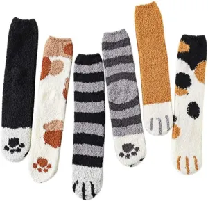 6 Pairs Womens Fuzzy Socks Winter Warm Soft Cozy Fluffy Microfiber House Sleeping Slipper Socks Christmas Gifts