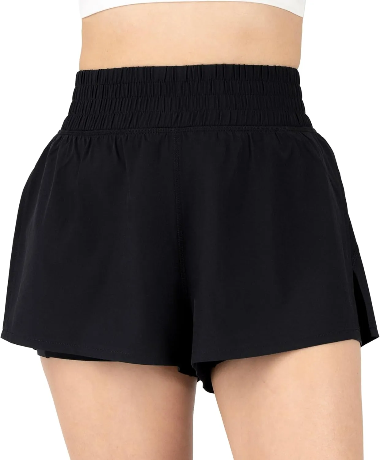90 Degree By Reflex Lightweight Workout Shorts 2 in 1 Running Yoga Gym Shorts with Inner Biker Short Pockets
