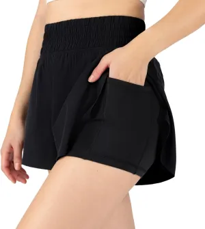 90 Degree By Reflex Lightweight Workout Shorts 2 in 1 Running Yoga Gym Shorts with Inner Biker Short Pockets