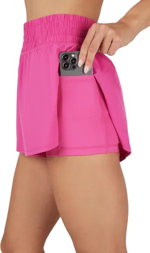 90 Degree By Reflex Lightweight Workout Shorts 2 in 1 Running Yoga Gym Shorts with Inner Biker Short Pockets