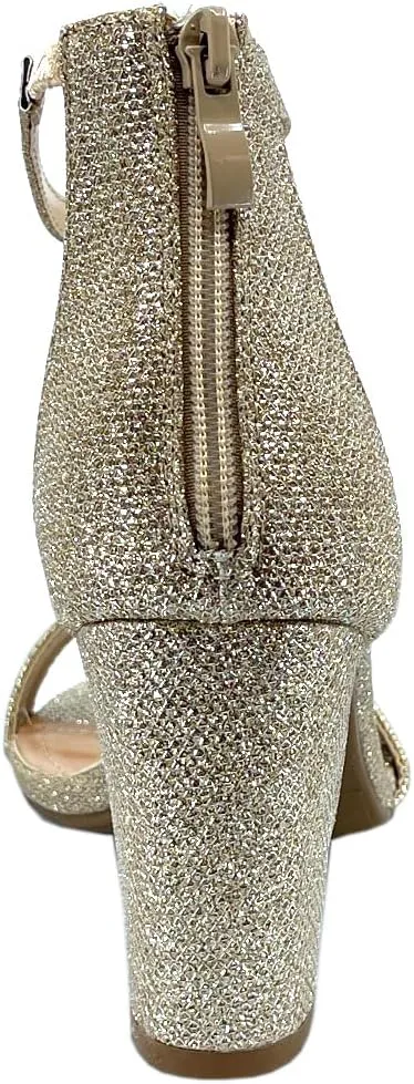 ABSOLEX Women Ankle Wrap Strap Open Toe Medium Heel Shoe