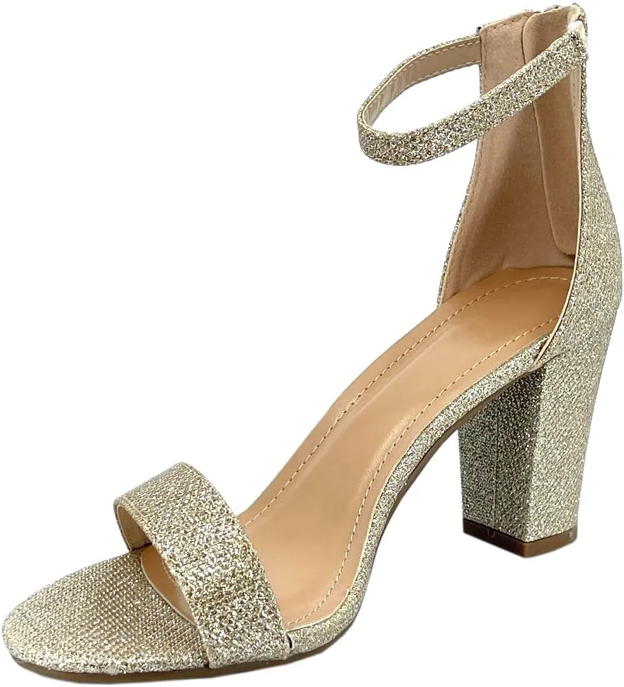 ABSOLEX Women Ankle Wrap Strap Open Toe Medium Heel Shoe