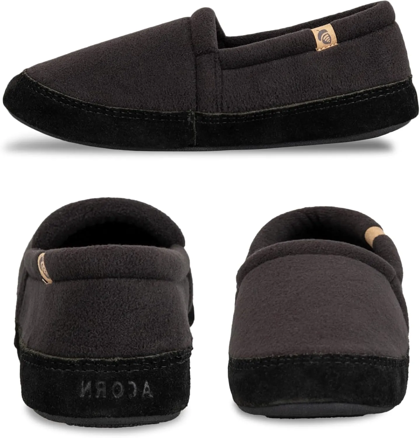 Acorn Men's Slippers with Memory Foam Insole Suede Sidewall and Rubber Outsole