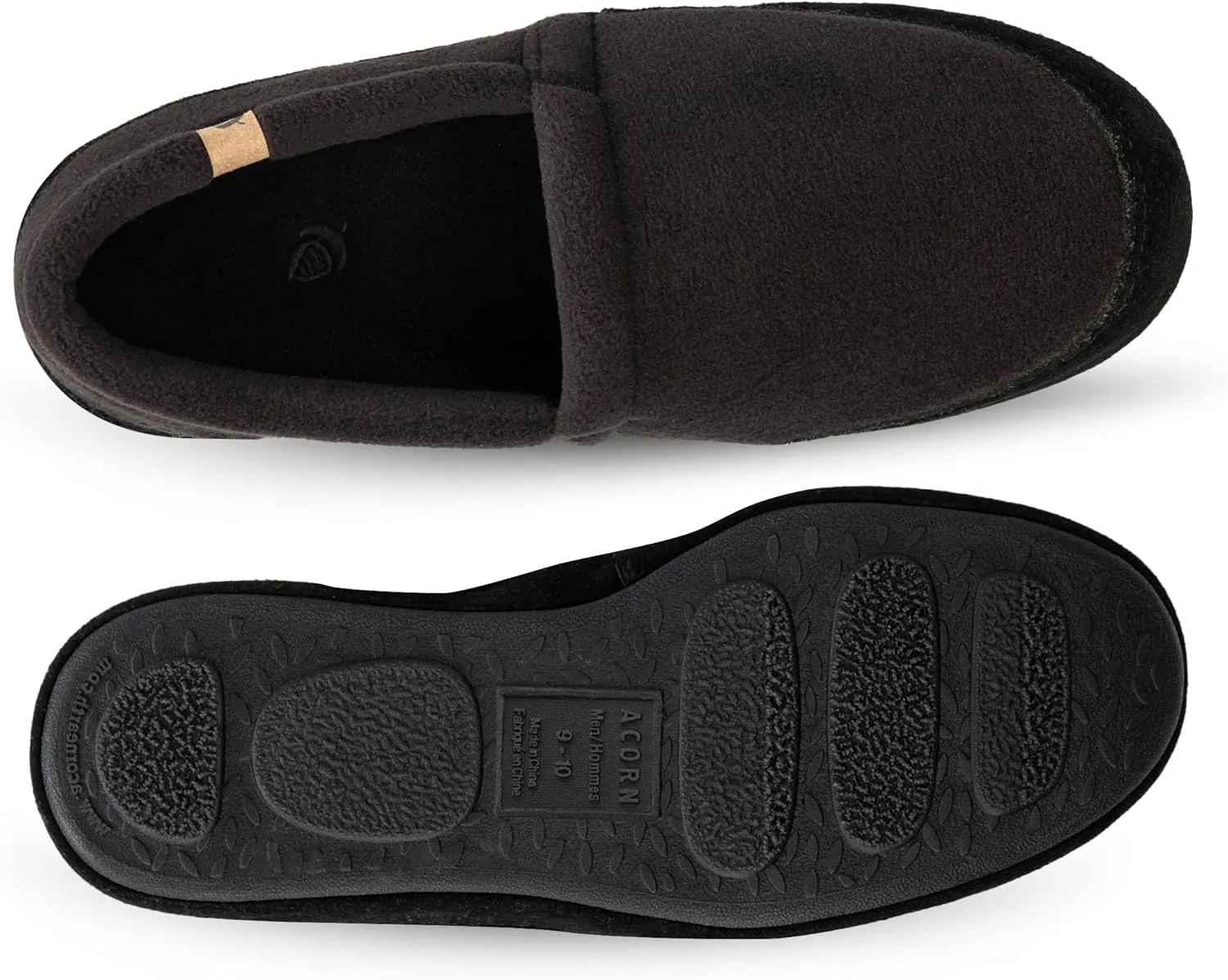 Acorn Men's Slippers with Memory Foam Insole Suede Sidewall and Rubber Outsole