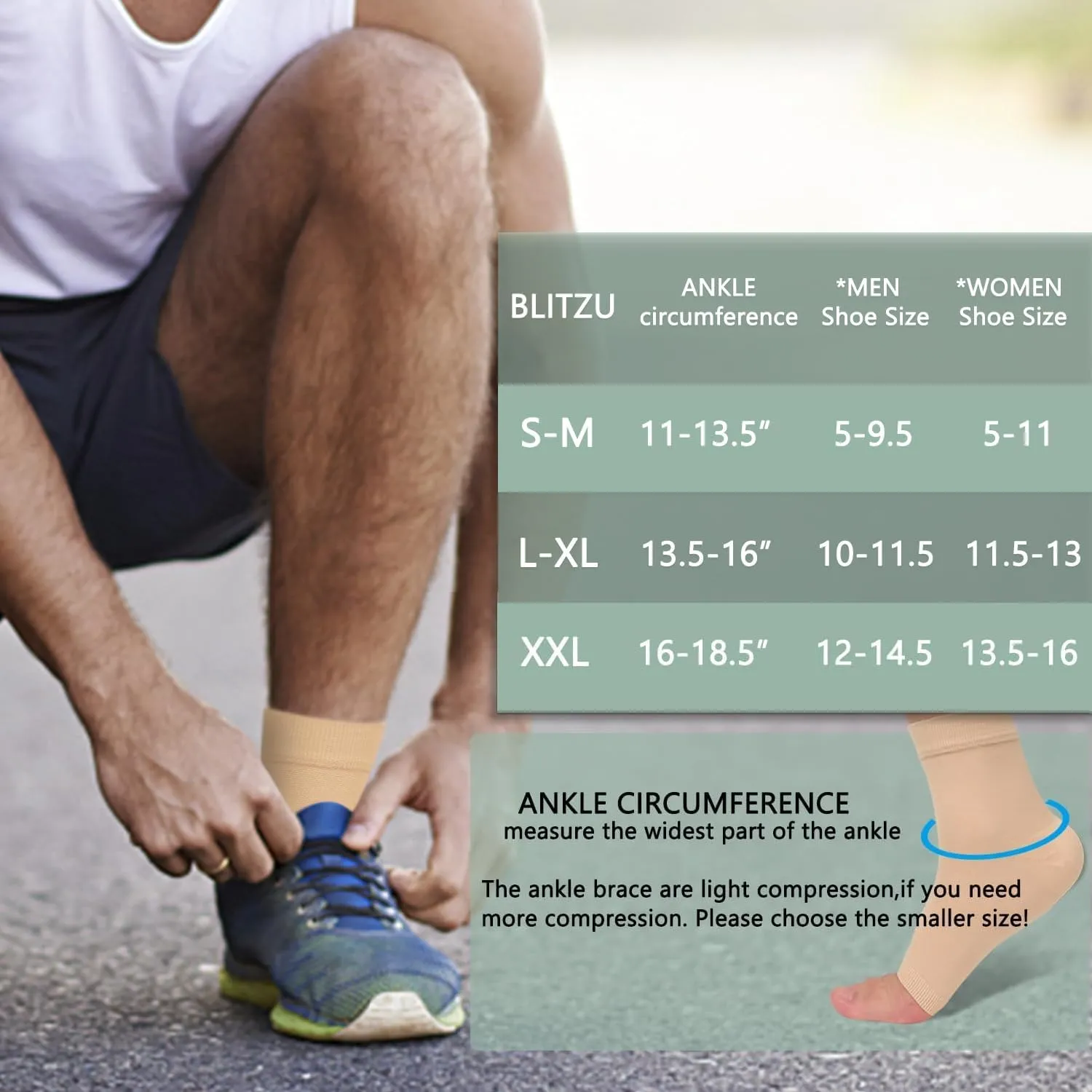 ACTINPUT 2 Pack Ankle Brace Compression Sleeve 8-15 mmHg Open Toe Сompression Socks Women&Men for Swelling,Plantar Fasciitis,Sprain Black XXL