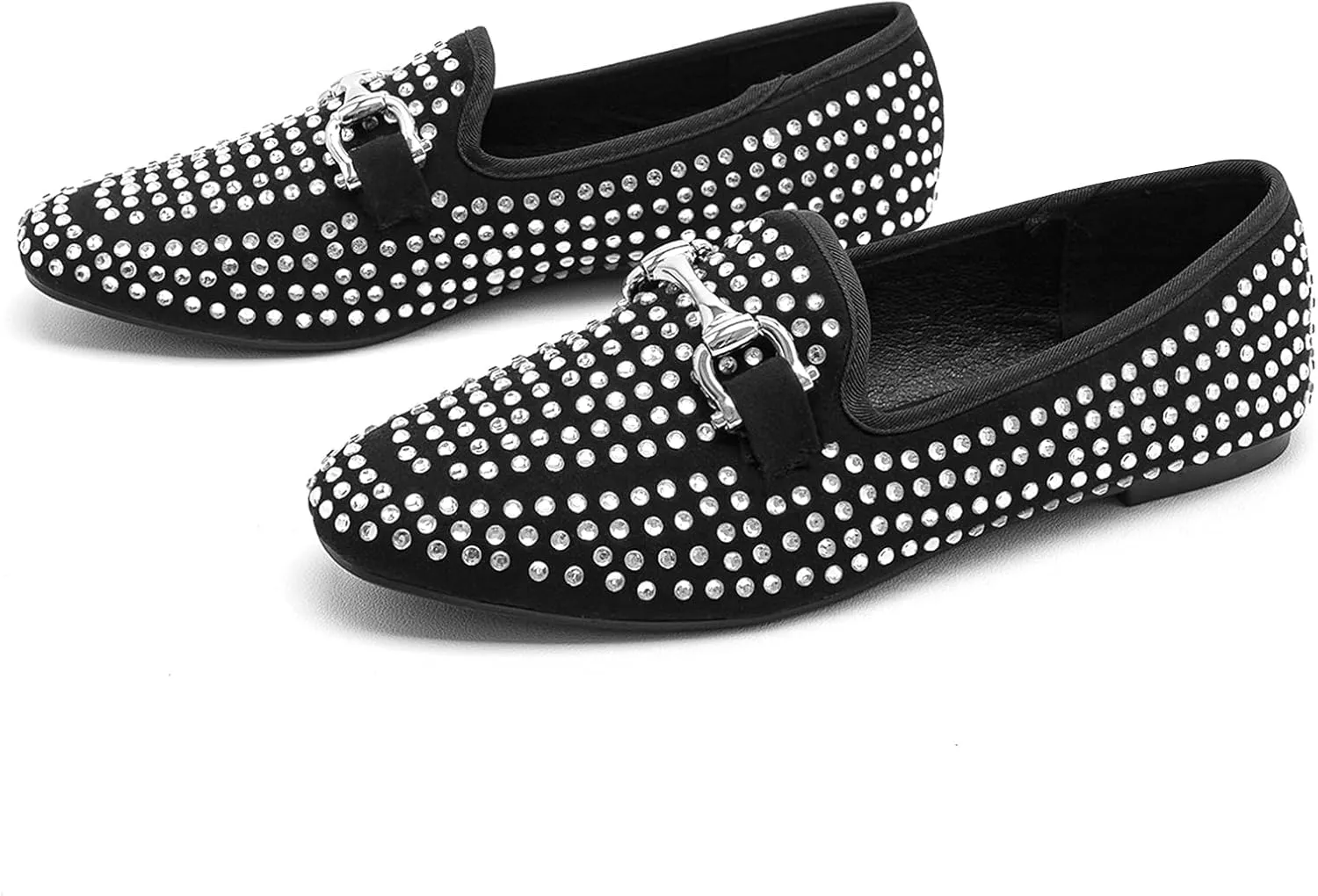 ADAMUMU Rhinestone Flats for Women Sparkly Crystals Ballerina Shoes Crystals Sparkly Mary Jane Flats Round Toe Buckle Strap Design Comfortable and Non Slip Sole Flat for Daily Wear and Work
