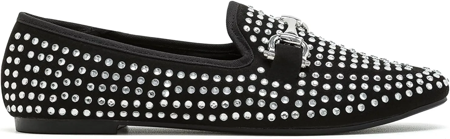ADAMUMU Rhinestone Flats for Women Sparkly Crystals Ballerina Shoes Crystals Sparkly Mary Jane Flats Round Toe Buckle Strap Design Comfortable and Non Slip Sole Flat for Daily Wear and Work