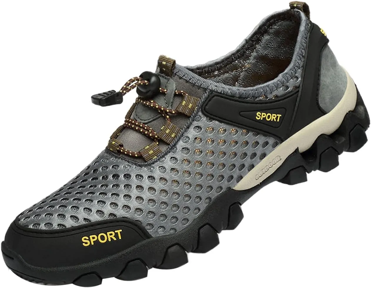 AngryMonkey Men's Quick Drying Hiking Wading Shoes,Comfort Breathe Mesh Arch Support Non-Slip Softsole Outdoor Travel Sneakers