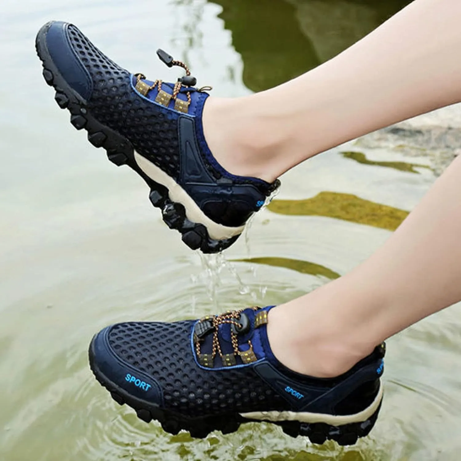 AngryMonkey Men's Quick Drying Hiking Wading Shoes,Comfort Breathe Mesh Arch Support Non-Slip Softsole Outdoor Travel Sneakers