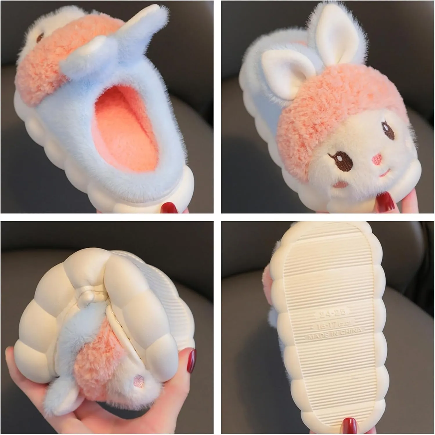 Animal slippers for women Cute rabbit slippers Soft warm winter home plush cotton slippers Cotton shoes