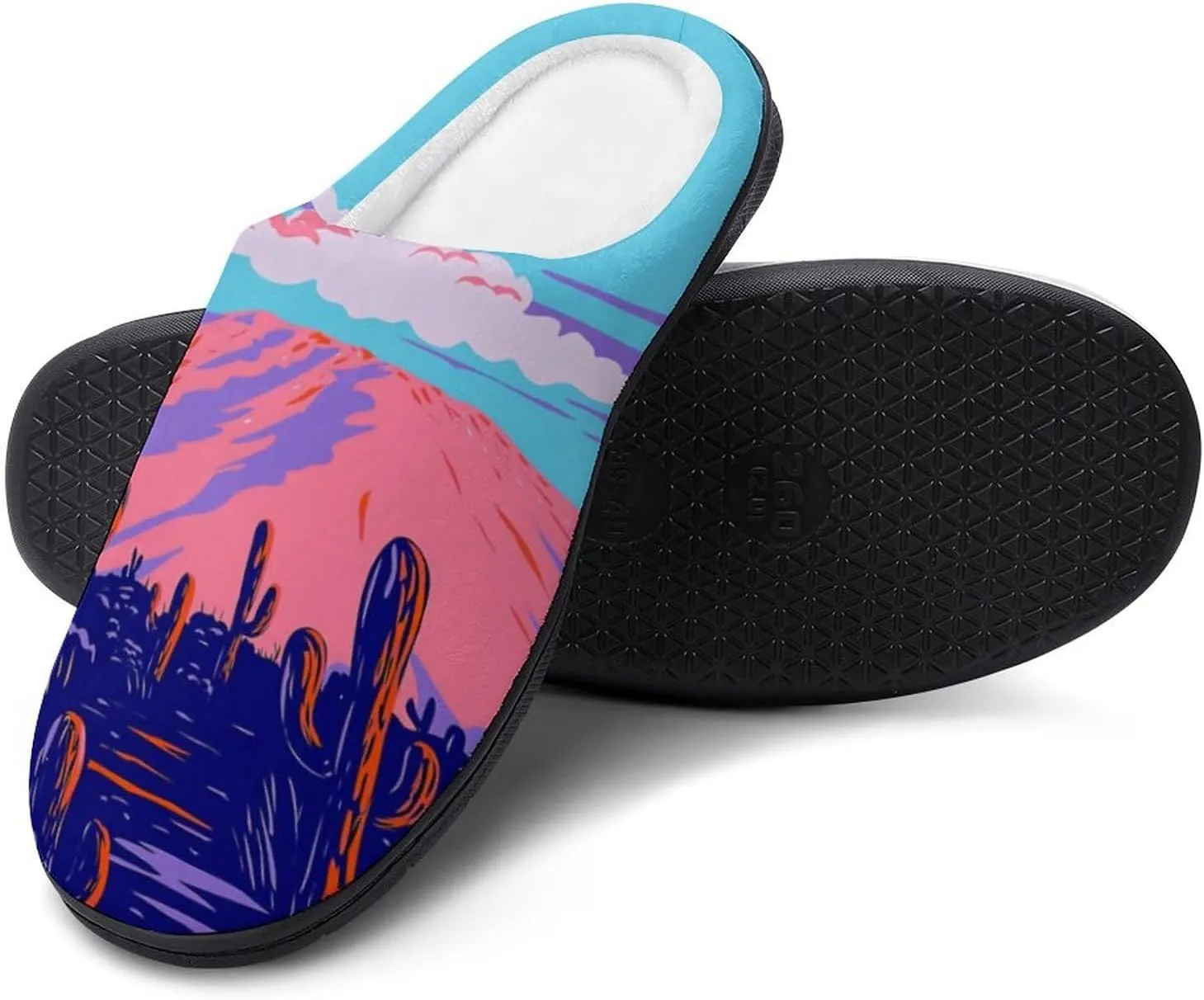 Anime Cactus Clog Slippers For Men Warm House Slippers Women Cotton Slippers Soft Bedroom Slip-On Shoes Indoor Outdoor
