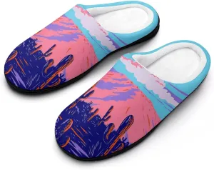 Anime Cactus Clog Slippers For Men Warm House Slippers Women Cotton Slippers Soft Bedroom Slip-On Shoes Indoor Outdoor