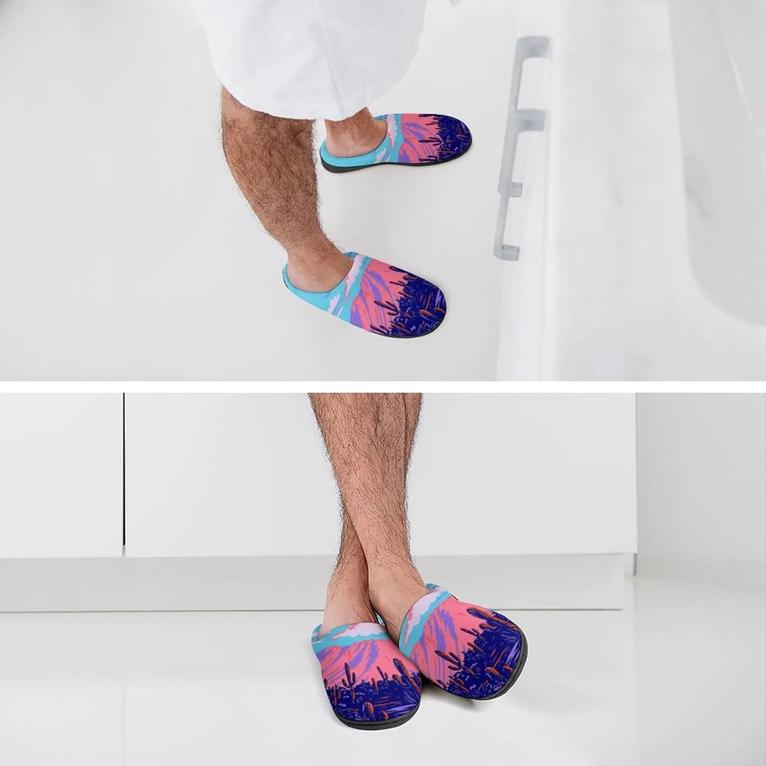 Anime Cactus Clog Slippers For Men Warm House Slippers Women Cotton Slippers Soft Bedroom Slip-On Shoes Indoor Outdoor