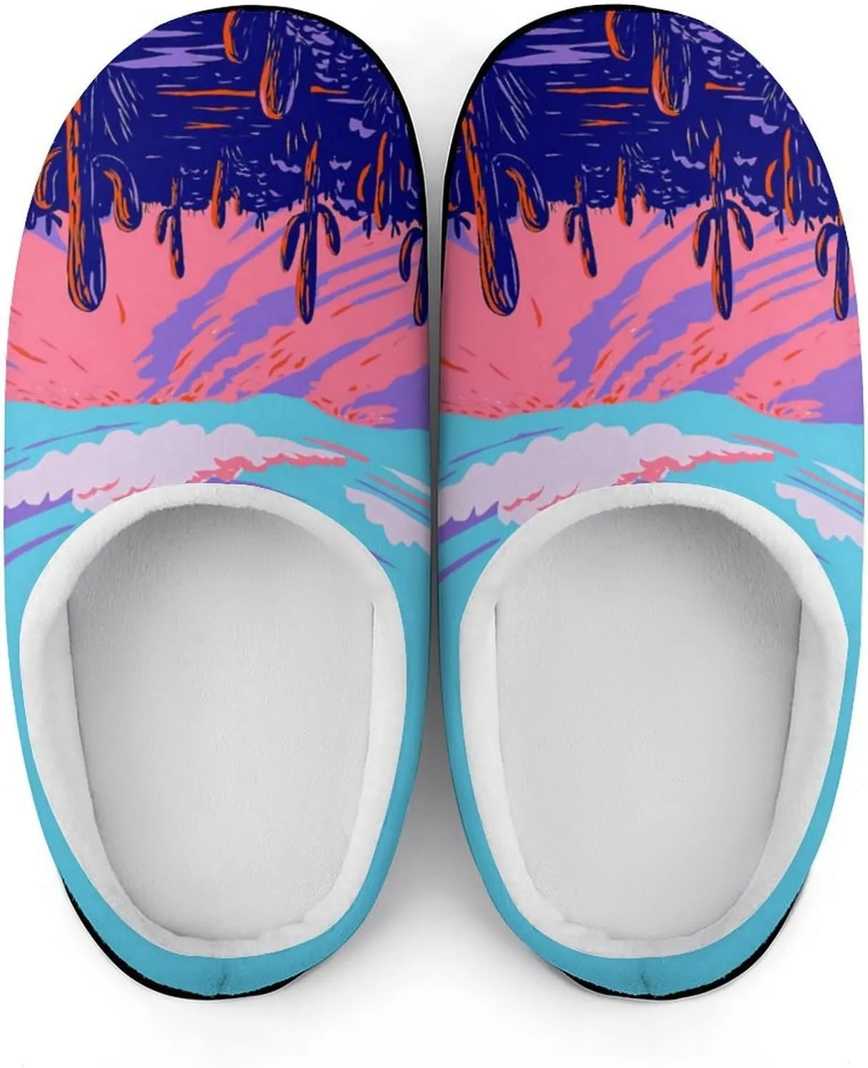 Anime Cactus Clog Slippers For Men Warm House Slippers Women Cotton Slippers Soft Bedroom Slip-On Shoes Indoor Outdoor