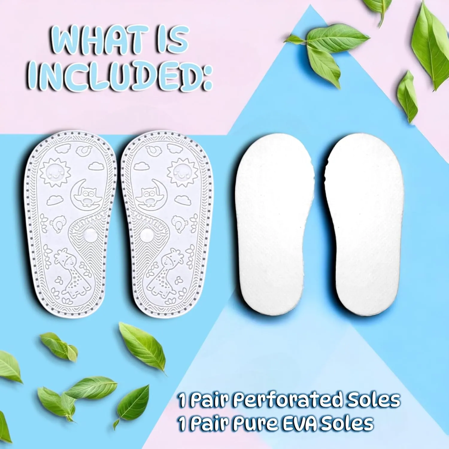Ann G Perforated Baby Shoe Soles with Pure EVA Inner Soles, Soft, Flexible, Nonslip, Comfortable, Crochet Accessories, Babies First Shoes