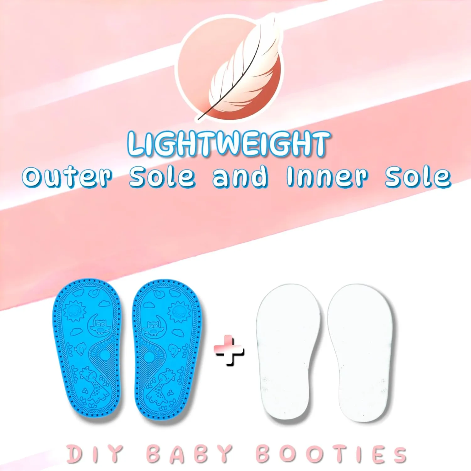 Ann G Perforated Baby Shoe Soles with Pure EVA Inner Soles, Soft, Flexible, Nonslip, Comfortable, Crochet Accessories, Babies First Shoes