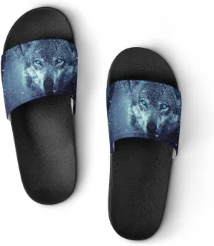 Arctic Snow Wolf Shower Shoes PVC Home Slippers Non-Slip Quick Drying Bathroom Slipper for Indoor And Outdoor