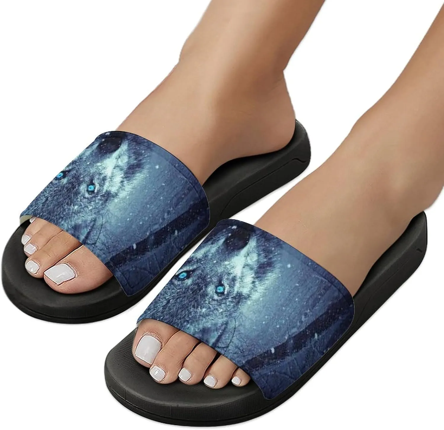 Arctic Snow Wolf Shower Shoes PVC Home Slippers Non-Slip Quick Drying Bathroom Slipper for Indoor And Outdoor