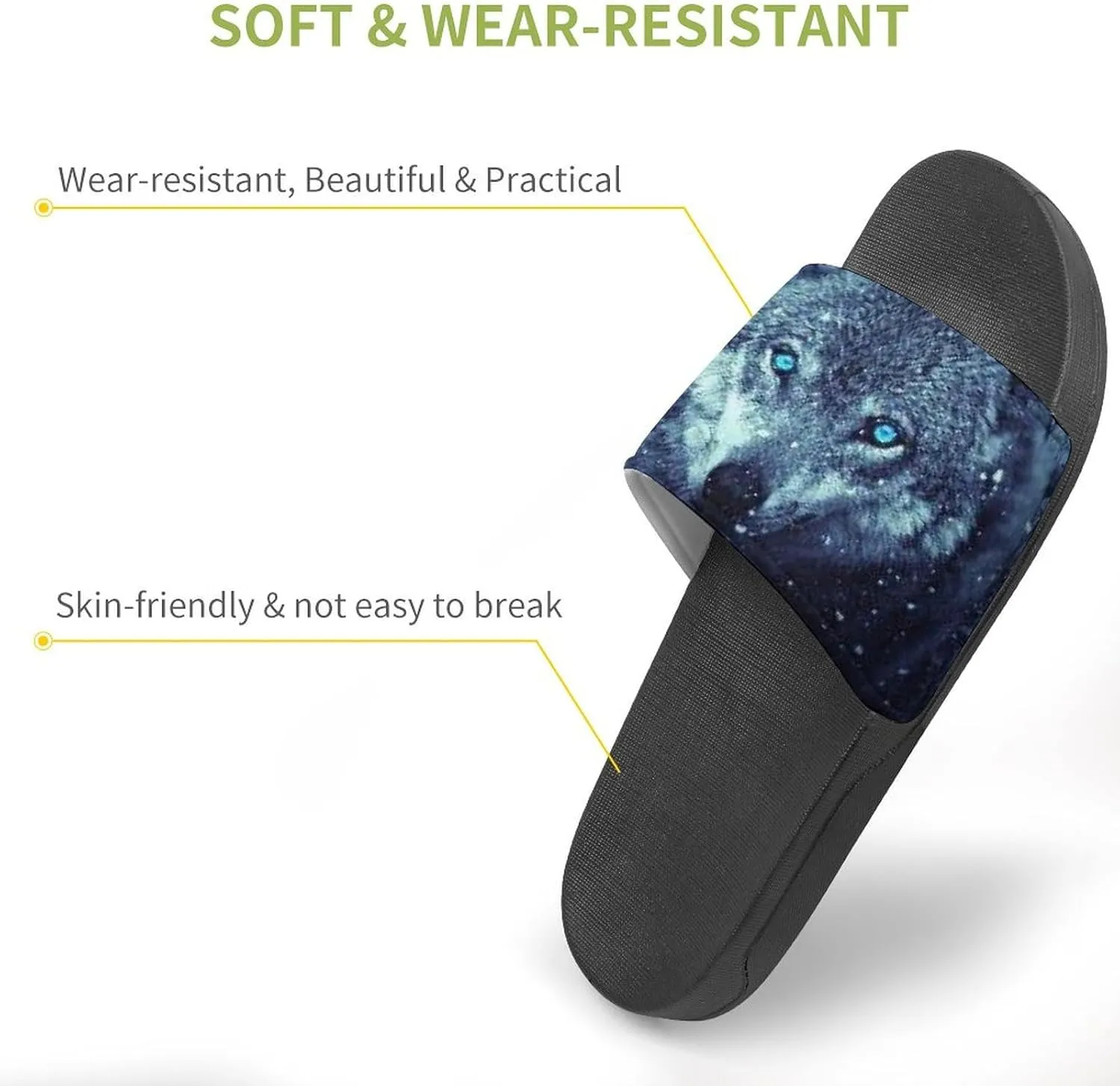 Arctic Snow Wolf Shower Shoes PVC Home Slippers Non-Slip Quick Drying Bathroom Slipper for Indoor And Outdoor