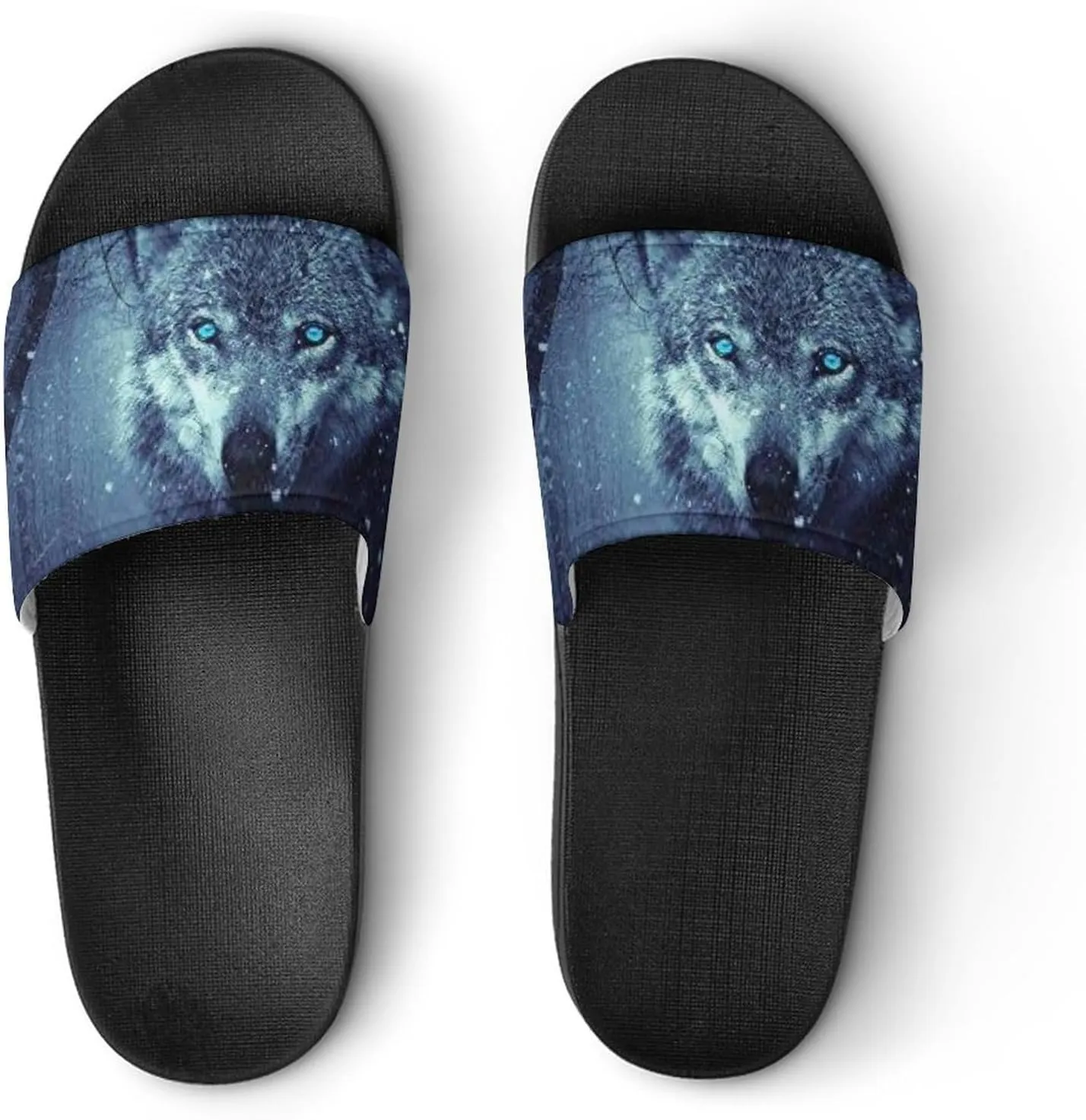 Arctic Snow Wolf Shower Shoes PVC Home Slippers Non-Slip Quick Drying Bathroom Slipper for Indoor And Outdoor