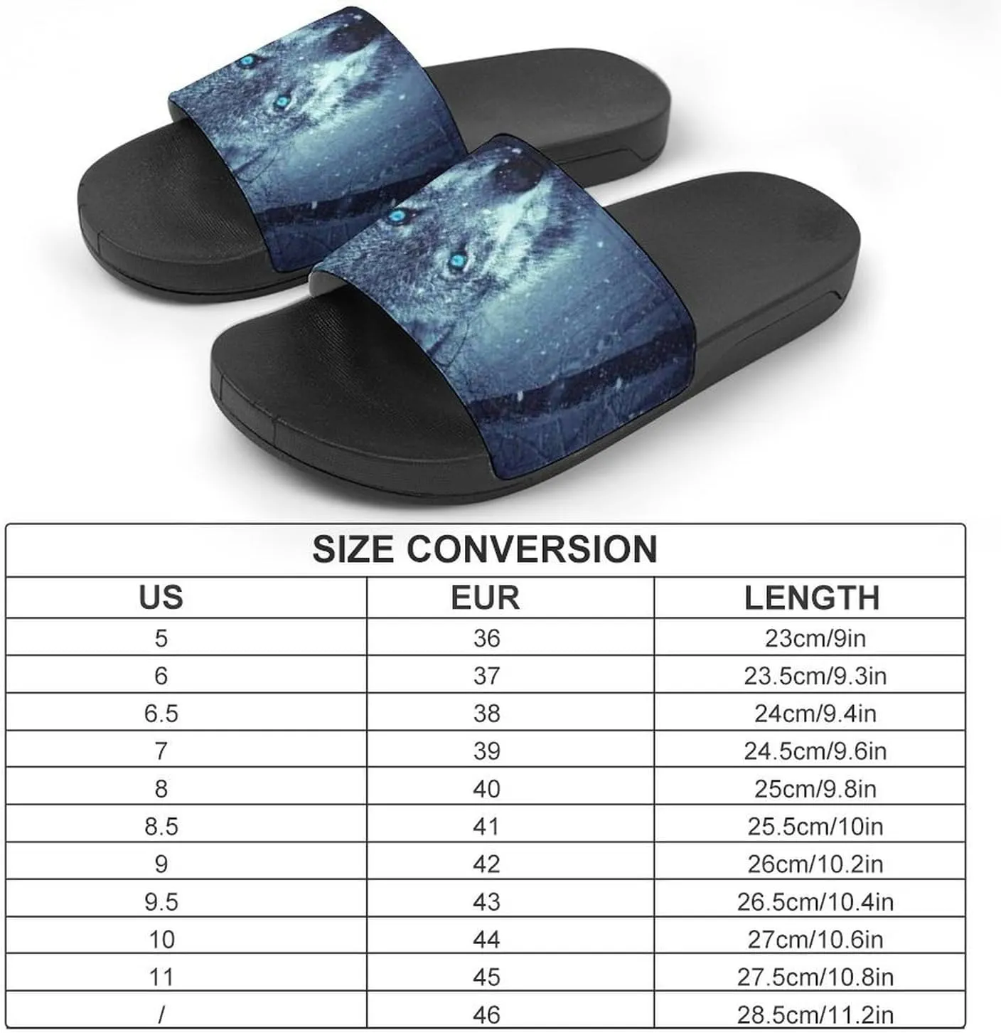 Arctic Snow Wolf Shower Shoes PVC Home Slippers Non-Slip Quick Drying Bathroom Slipper for Indoor And Outdoor