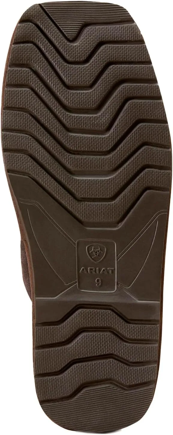 ARIAT Men's Silversmith Warm Soft Embossed Tooling Full-grain Leather Square Toe Slippers with Shearling Lining
