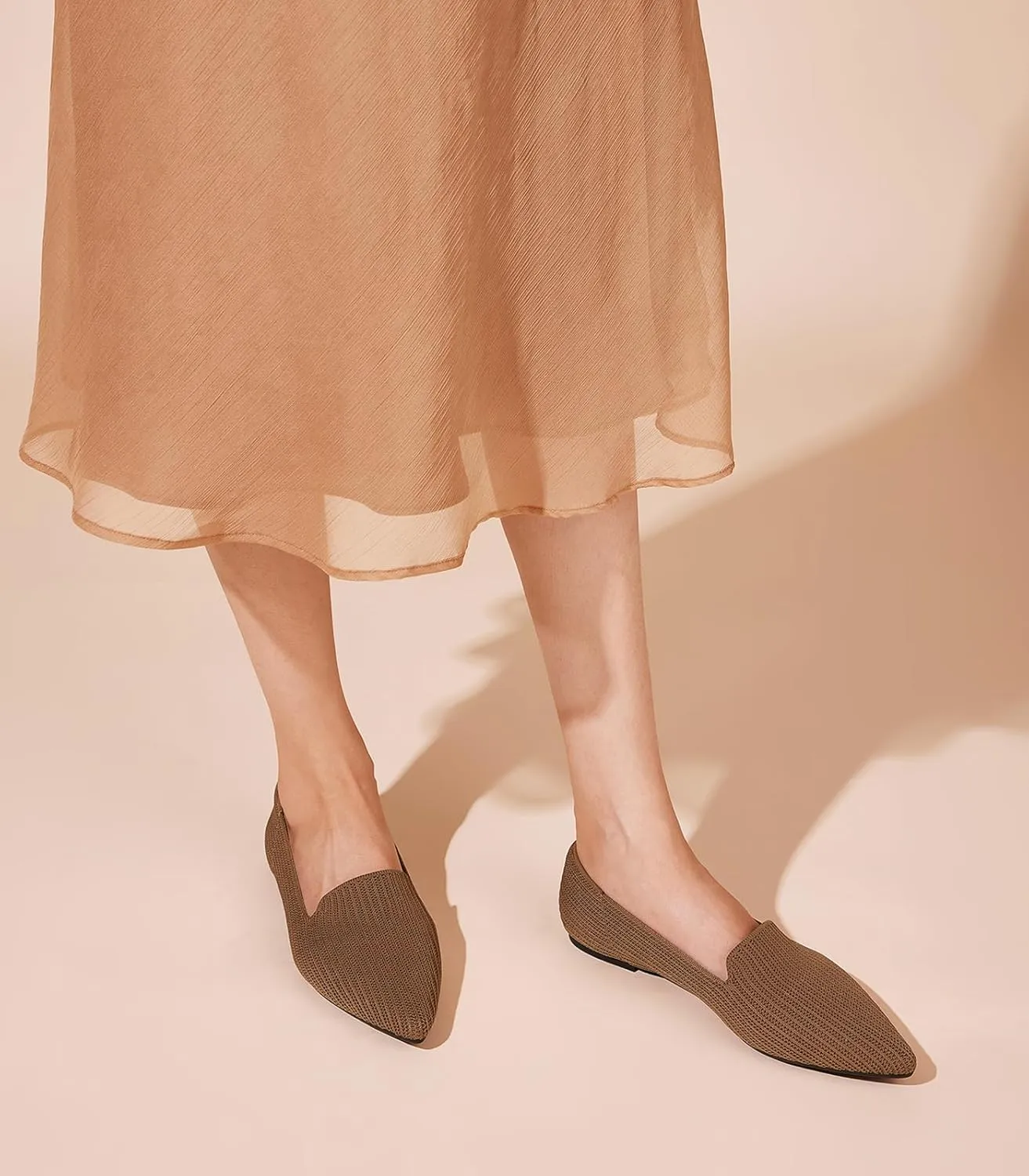 Arromic Women Loafers Flats Comfortable Pointed Toe Loafer Flat Washable Knit Slip On Women Flats for Office Work Casual