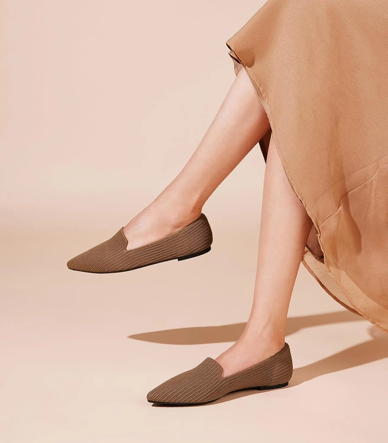 Arromic Women Loafers Flats Comfortable Pointed Toe Loafer Flat Washable Knit Slip On Women Flats for Office Work Casual