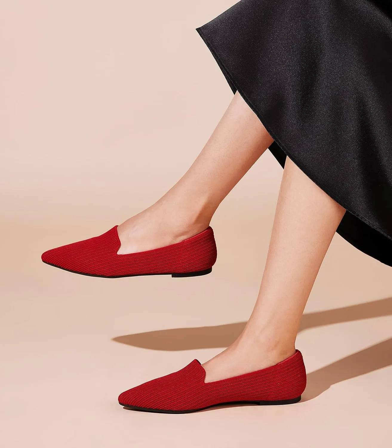 Arromic Women Loafers Flats Comfortable Pointed Toe Loafer Flat Washable Knit Slip On Women Flats for Office Work Casual