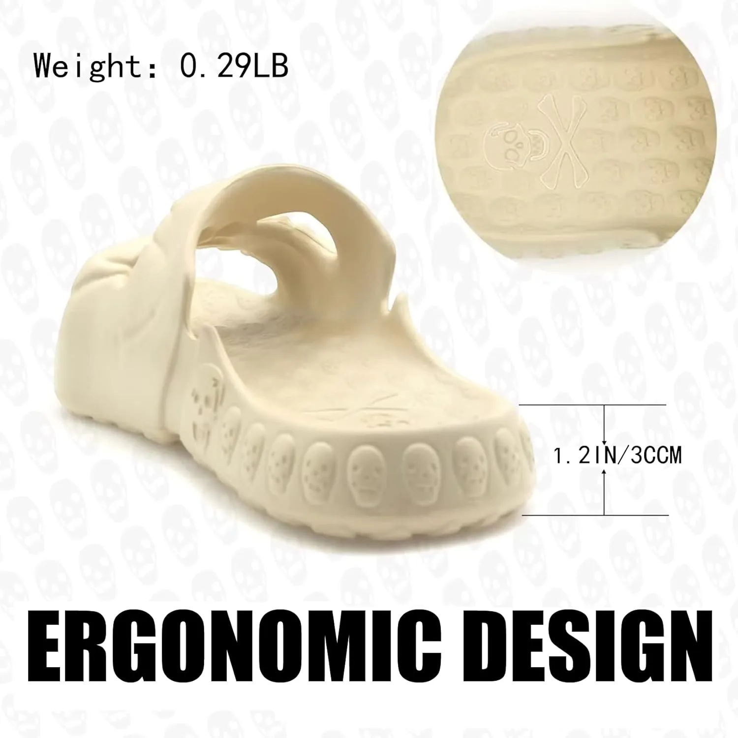 Asifn Skull Slides Shower Slippers Women Men House Funny Creative Sandals EVA Thick Soft Indoor Outdoor Beach Pool