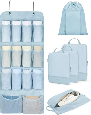BAGSMART Hanging Compression Packing Cubes, 6 Set Large Suitcase Organizer Bags Set, Cruise Travel Essentials for Women