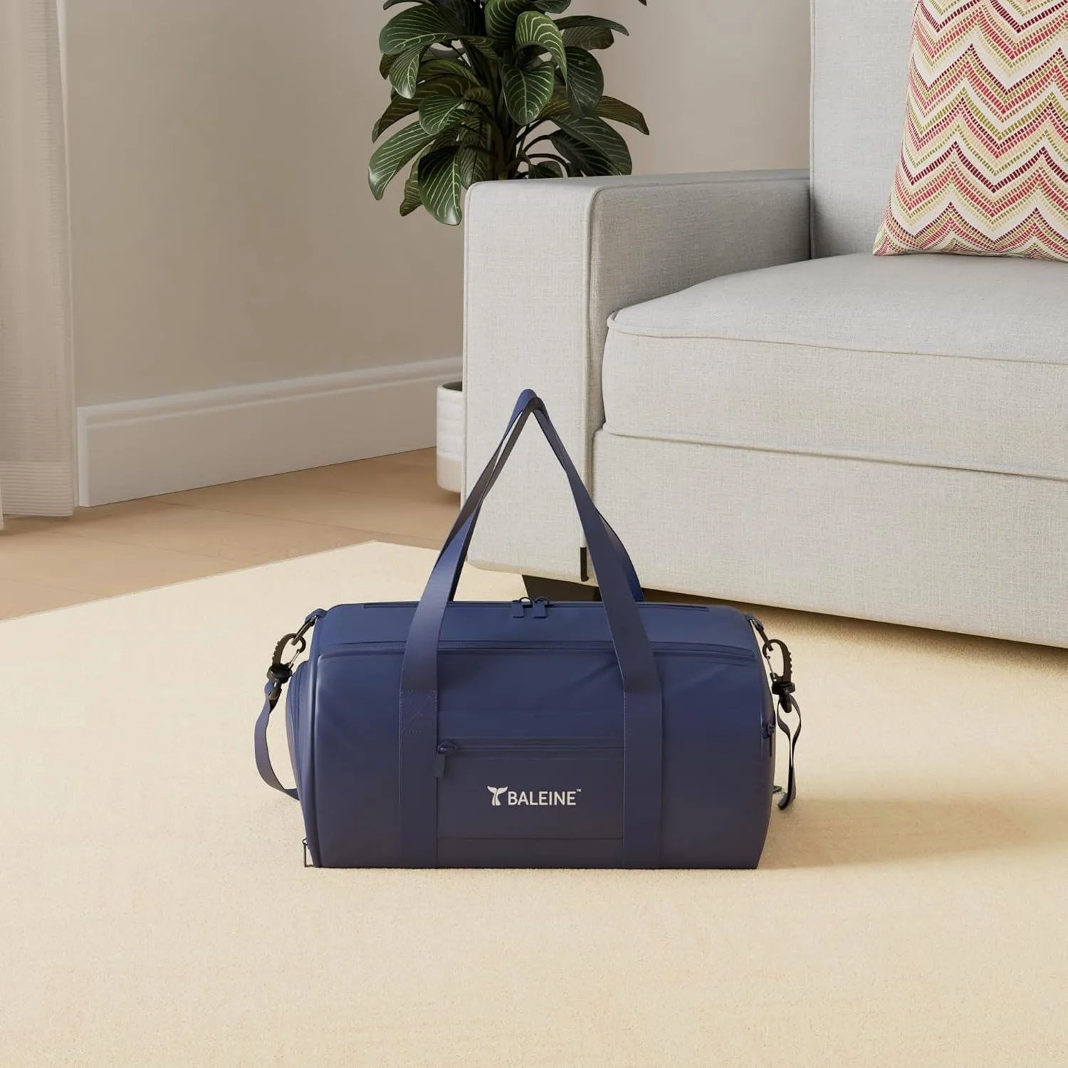 BALEINE Gym Bag for Women and Men, Small Duffel Bag for Sports, Gyms and Weekend Getaway, Waterproof Dufflebag with Shoe and Wet Clothes Compartments, Lightweight Carryon Gymbag (Blue)