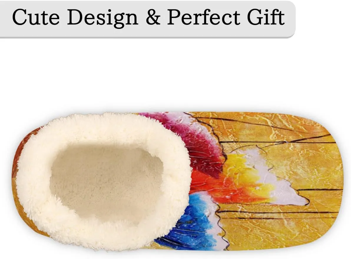 Ballerina Women Closed Back House Slippers, Abstract Oil Painting Art Womens Mens Winter Indoor Slippers, Soft Cozy Warm Fuzzy Memory Foam Anti-Slip Slippers